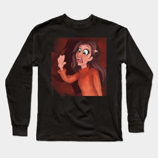 Spooked Girl Character Long Sleeve T-Shirt